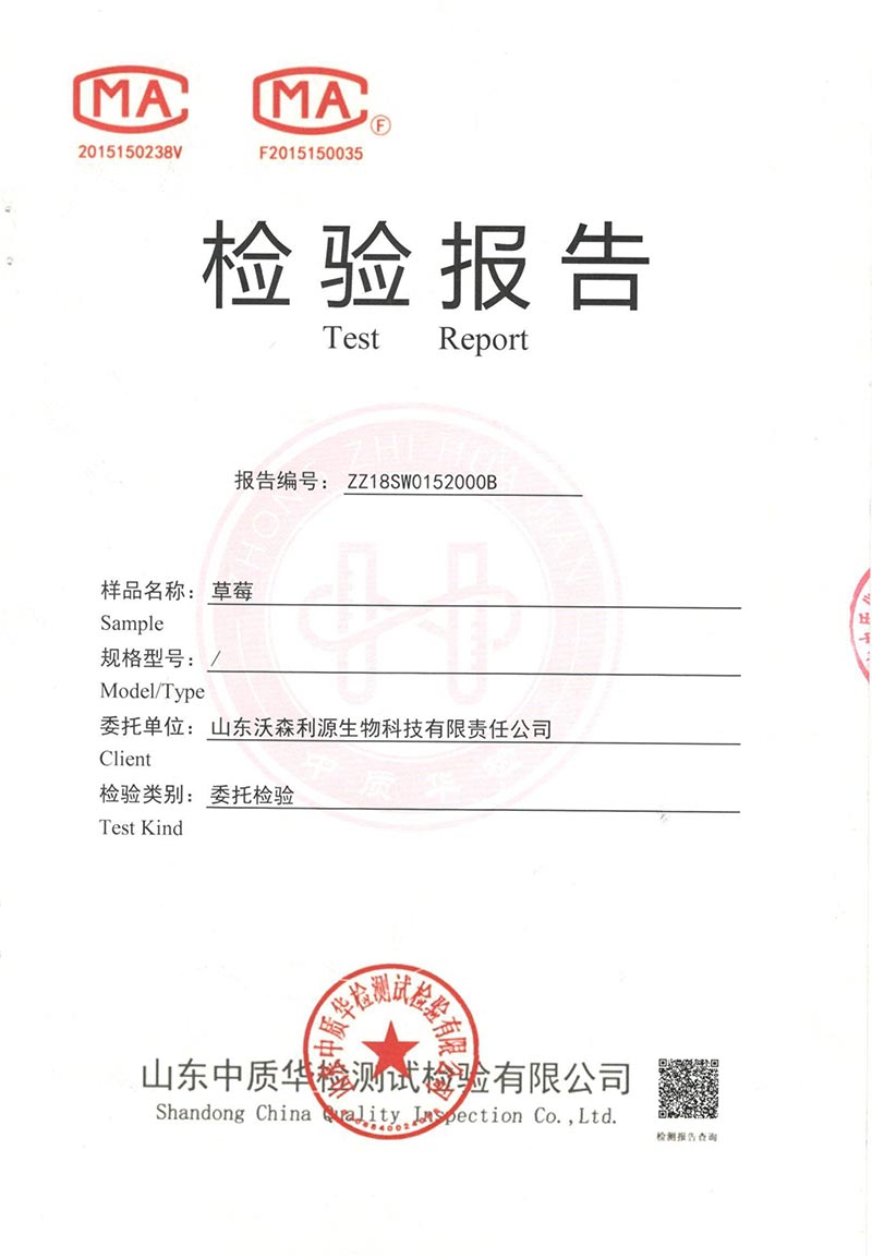 草莓检验报告（使用改良液）